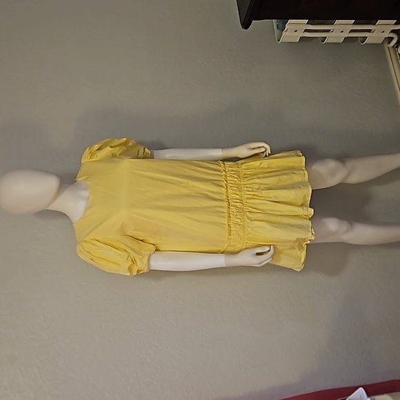 ENGLISH FACTORY Yellow Puff Sleeve Ruffled Drop Waist Mini Hoco Dress Small - Picture 2 of 10